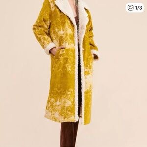 Urban Outfitters Yellow Teddy Jacket with White Trim